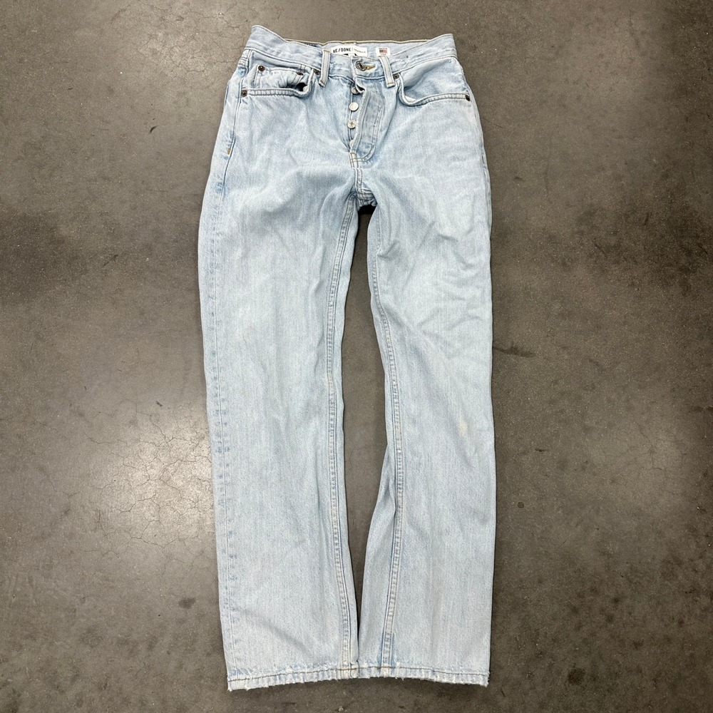 RE/DONE Originals High Rise Straight Leg Jeans Light Wash Blue Size 24 USA Made
